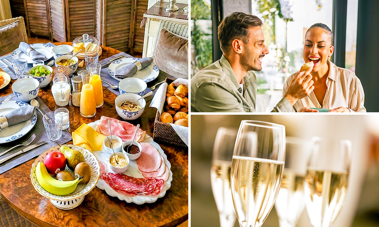 Petit-déjeuner de luxe + verre de mousseux