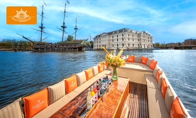 Luxe rondvaart (60 min) + live gids + (cocktail)bar aan boord