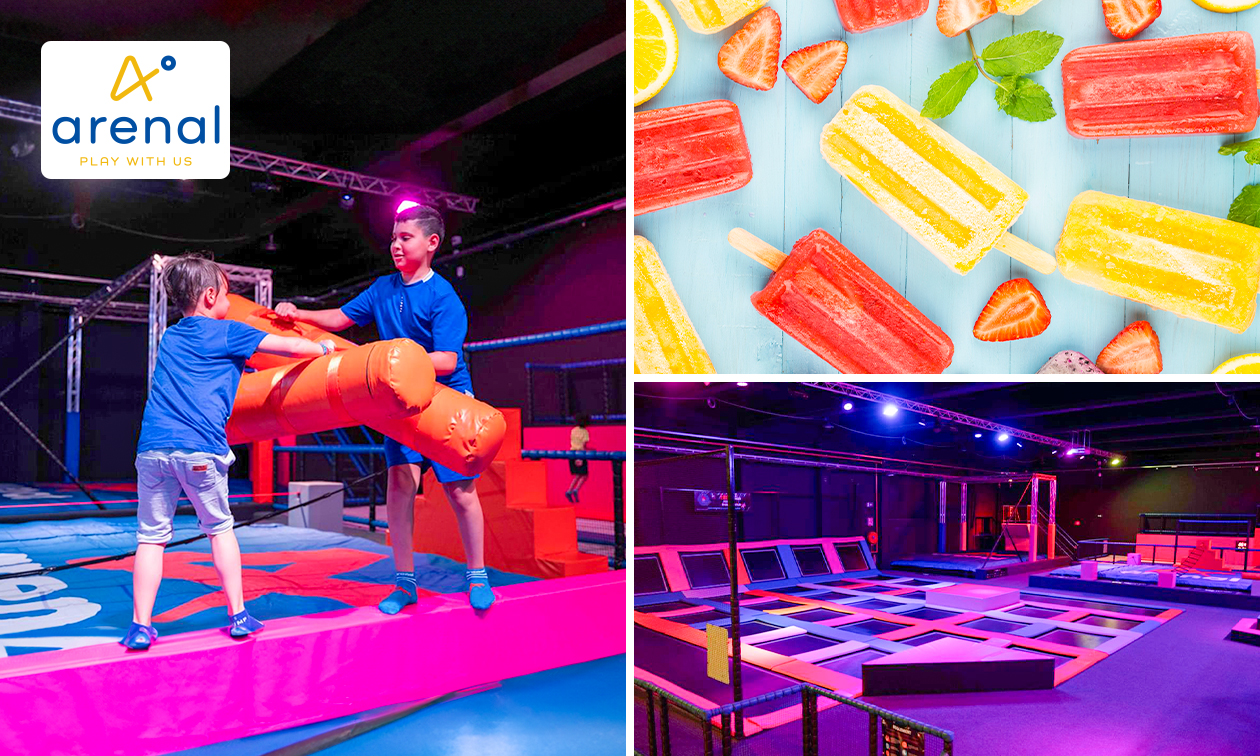 Toegang trampolinepark (60 of 120 minuten) + sokken + ijsje + drankje