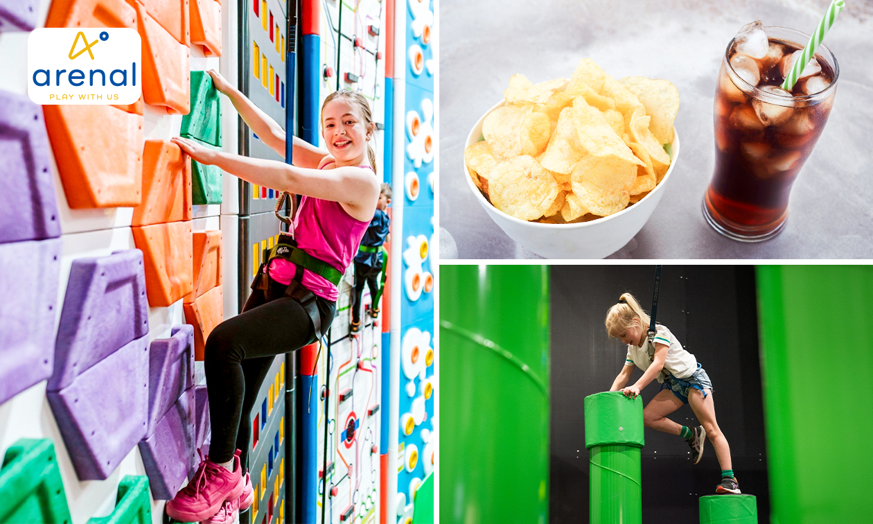 Toegang klimpark (1,5 uur) + drankje + chips