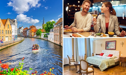 Nuit pour 2 + petit-déjeuner + dîner + bouteille de crémant et plus au cœur de Bruges