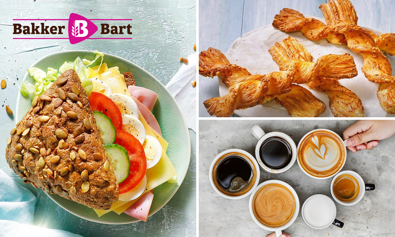 Belegd broodje + knabbelstengel + drankje bij Bakker Bart Lelystad