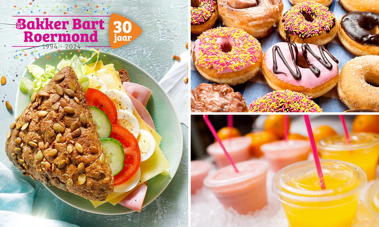 Broodje + donut + drankje bij Bakker Bart in Roermond