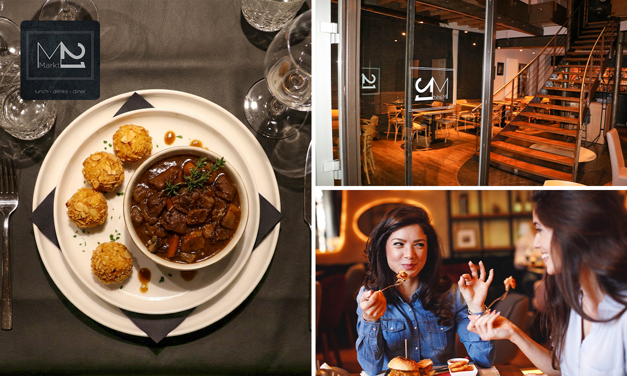 3-gangen wilddiner of -lunch bij Bistro Markt21