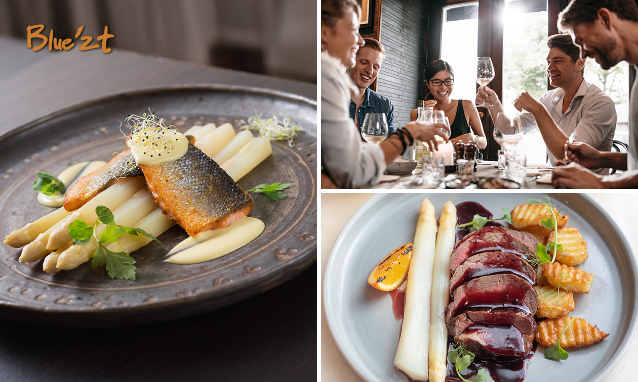 3-gangen aspergediner of -lunch bij Blue'zt