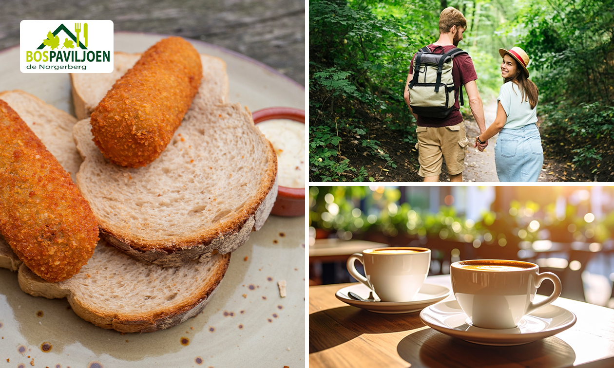 Wandelarrangement + koffie/thee + 2-gangenlunch bij Bospaviljoen de Norgerberg