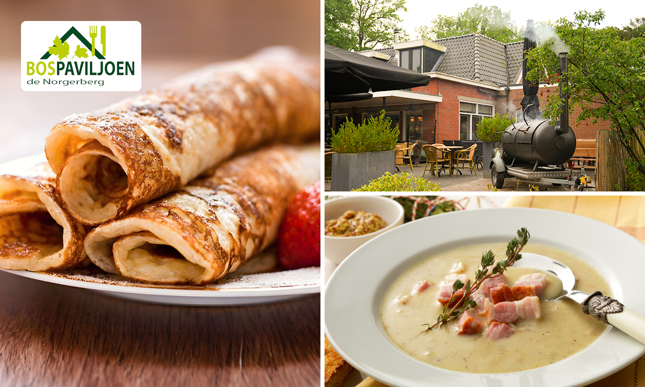 2-gangen pannenkoekdiner bij Bospaviljoen de Norgerberg