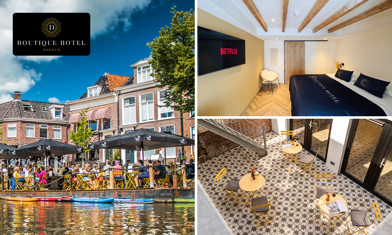 Overnachting voor 2 + ontbijt + fiets + late check-out in Dokkum