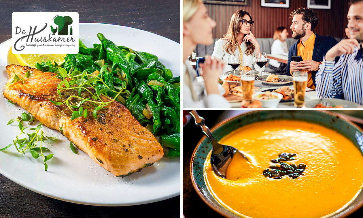 3-gangen keuzediner + mandje brood bij Brasserie De Huiskamer aan de Wellse Jachthaven