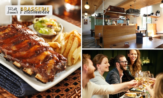 Ribbetjes met friet + voor- en nagerecht bij Brasserie 't Stationneken