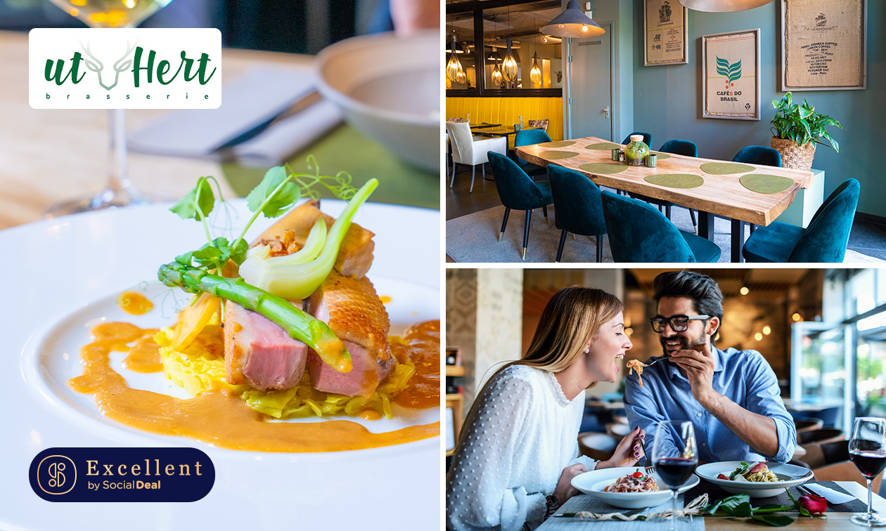 3- of 4-gangendiner van de chef + mandje brood bij Brasserie Ut Hert