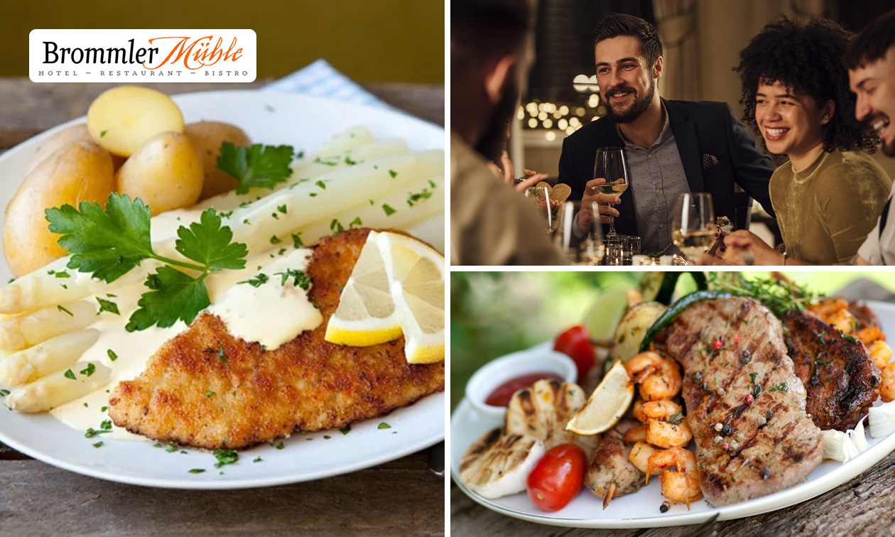3-Gänge-Menü oder Mixed-Grill in der Brommler Mühle