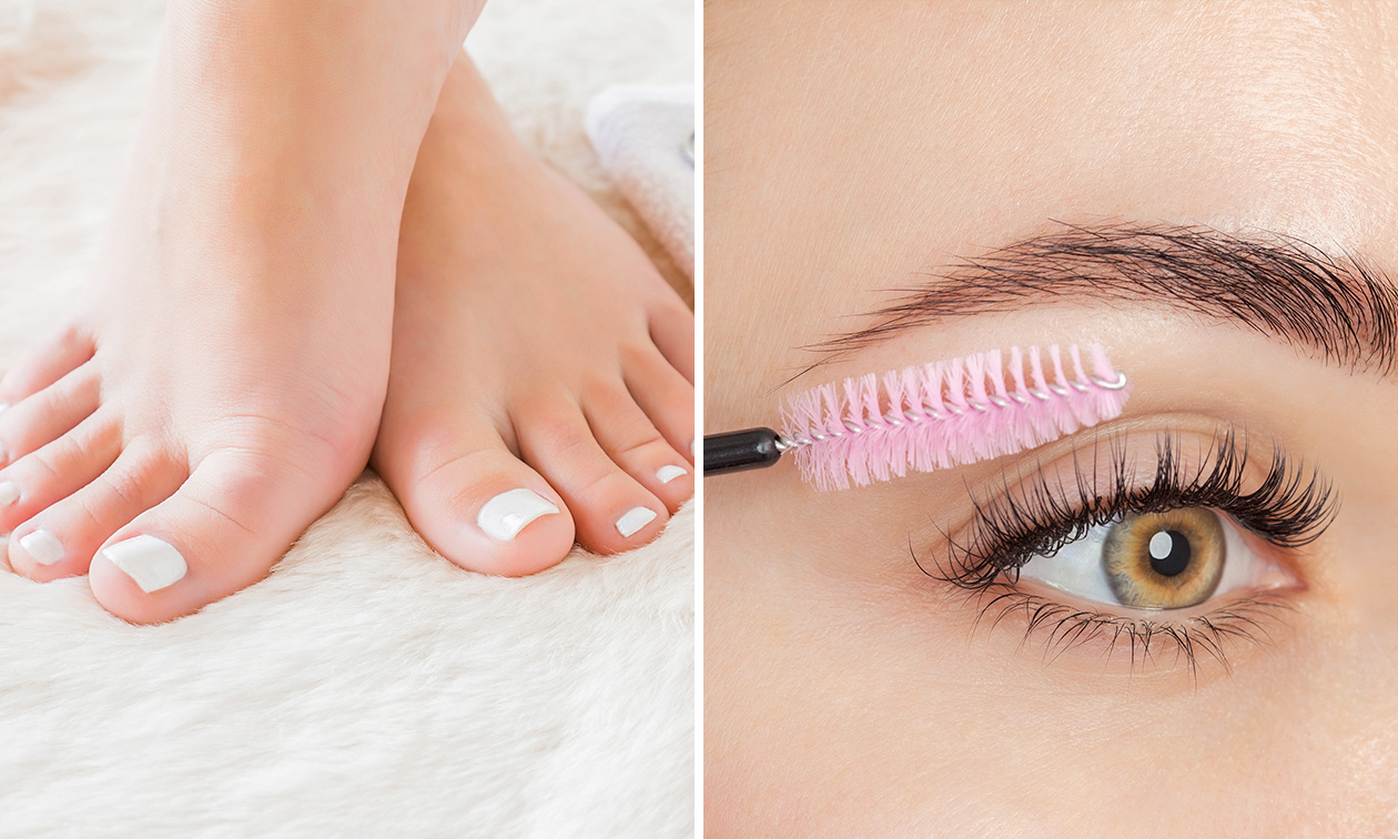 Pedicurebehandeling evt. + gellak of nieuwe set wimperextensions volume