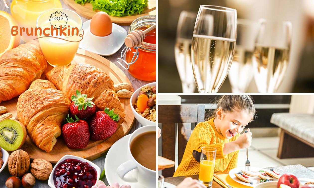 Luxe brunch + glas bubbels of pannenkoeken met toppings naar keuze voor de kids