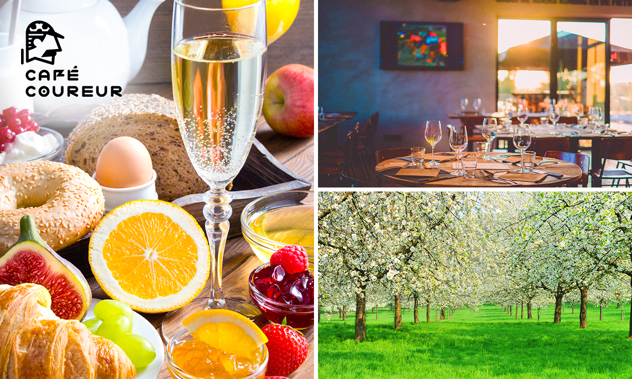 Luxe ontbijt + glas cava midden tussen de bloesems