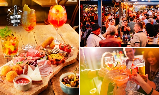 Borrelplank met warme tapas + cocktail bij CARGO Summerbar op het strand van Oostende