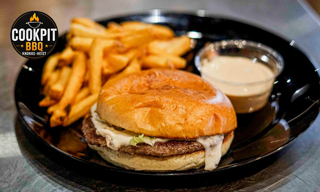 Burger naar keuze + frietjes aan het strand van Knokke-Heist