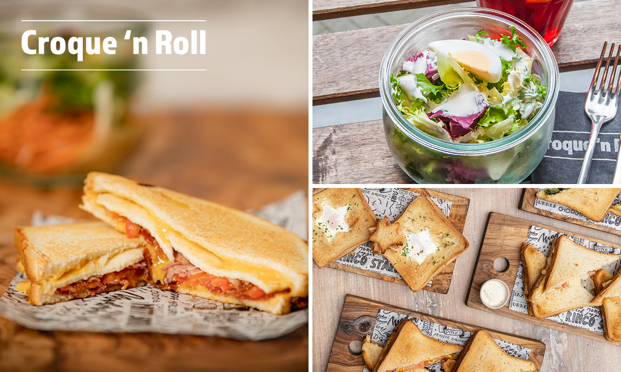 2 croques naar keuze + salade + nagerecht bij Croque 'n Roll