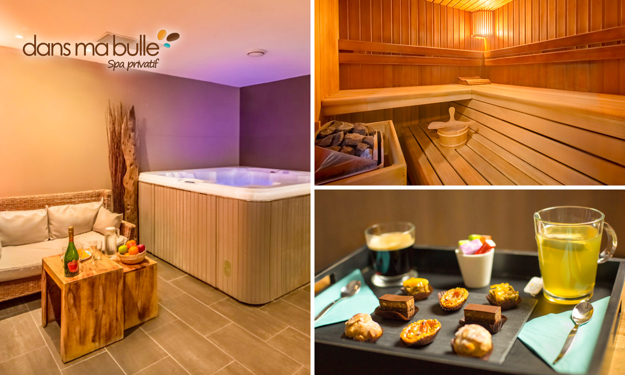 Spa privatif (2h) pour 2 + café ou thé gourmand ou évlt. un apéritif dinatoire près de Lille