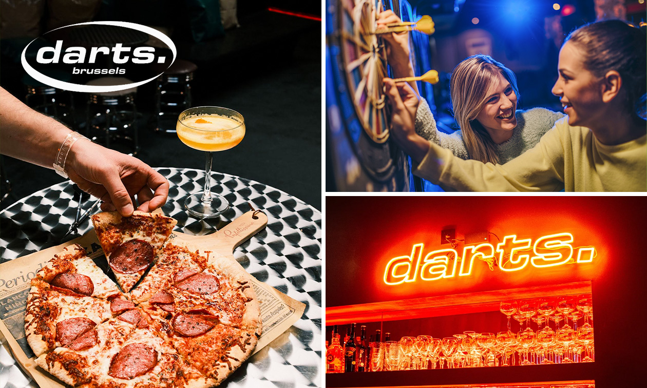 Darts (1 of 2 uur) voor 2 tot 6 personen + een plankje of pizza om te delen + drankjes in Brussel