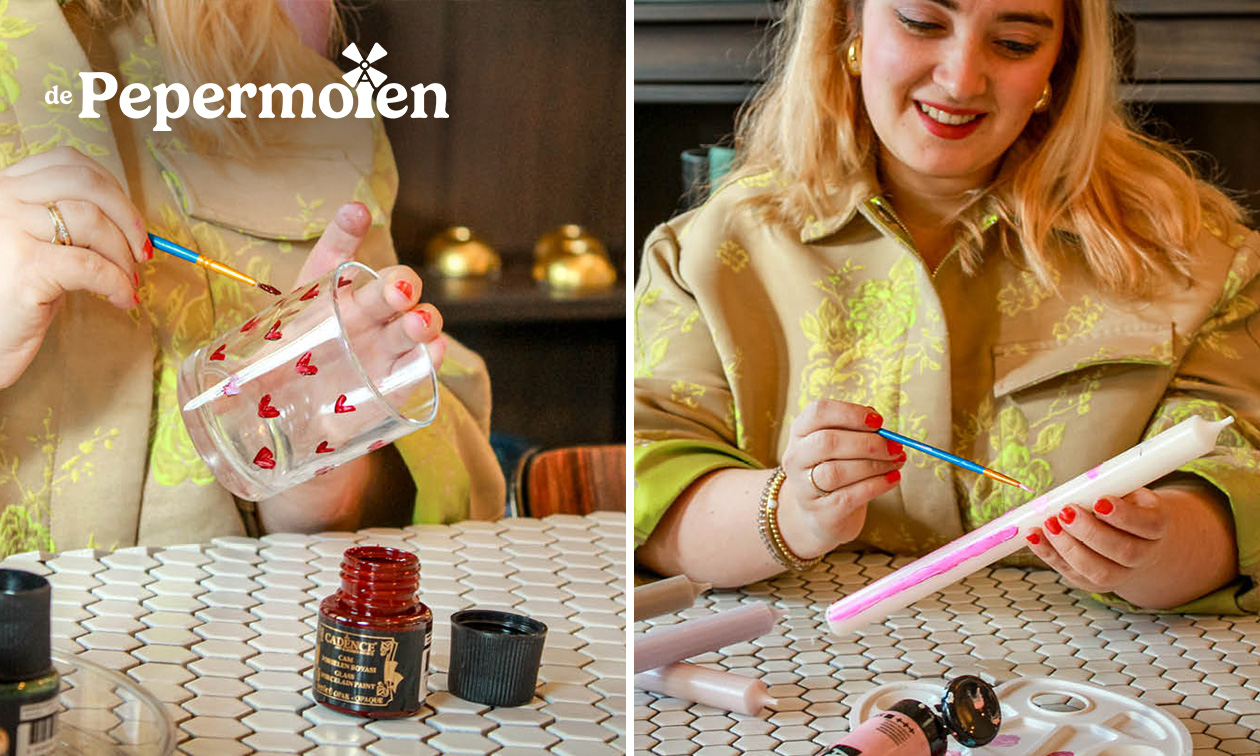 Workshop glas of kaarsen beschilderen + koffie of thee + lekkernij (1,5 uur)