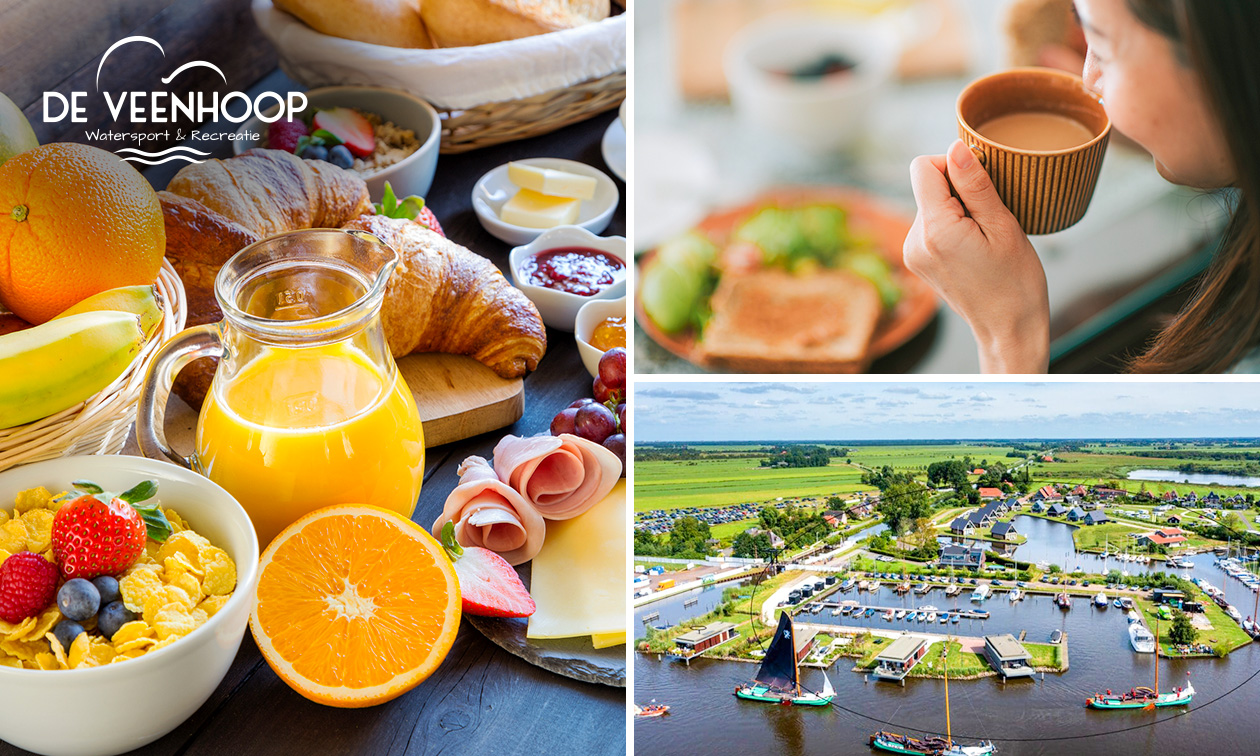 Luxe brunch + glas bubbels bij De Veenhoop Watersport & Recreatie, De Pôlle
