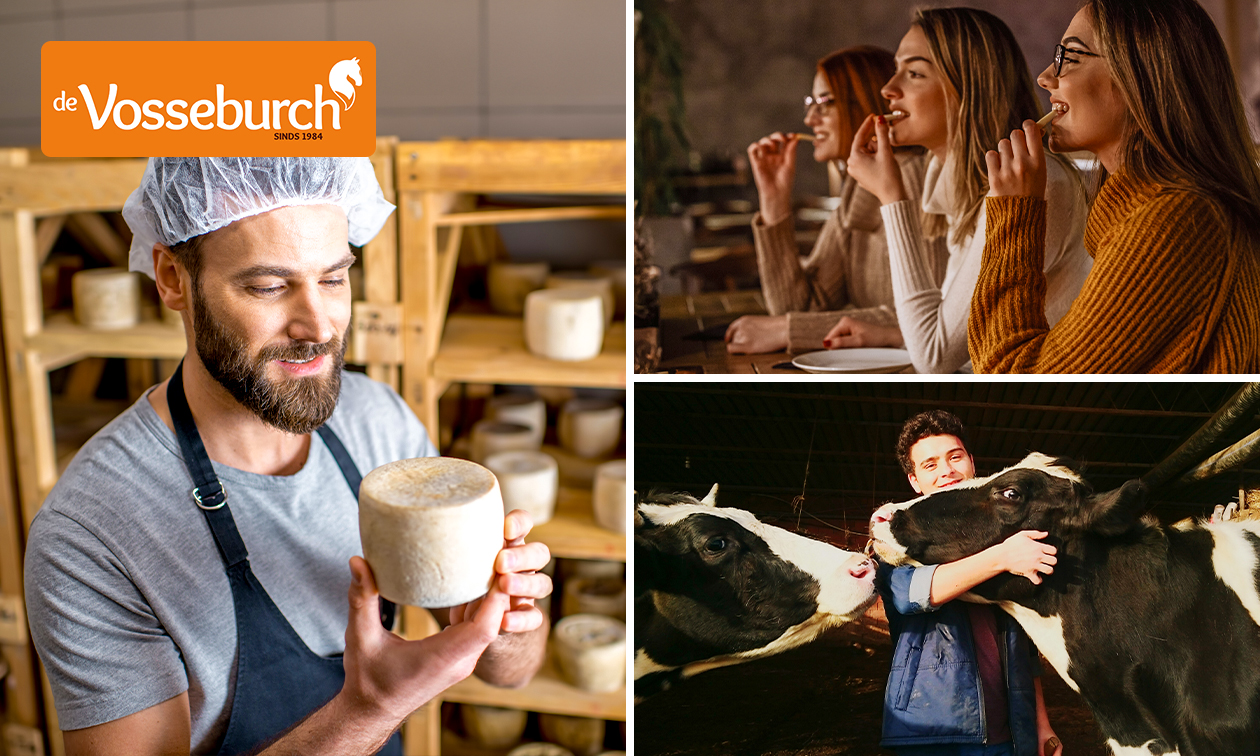 Kaasworkshop (3,5 - 4 uur) of koeknuffelen + rondleiding + kaasproeverij