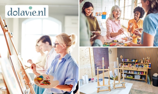 Groepsworkshop intuïtief schilderen met acrylverf op doek + drinken + lekkernij (2,5 uur)