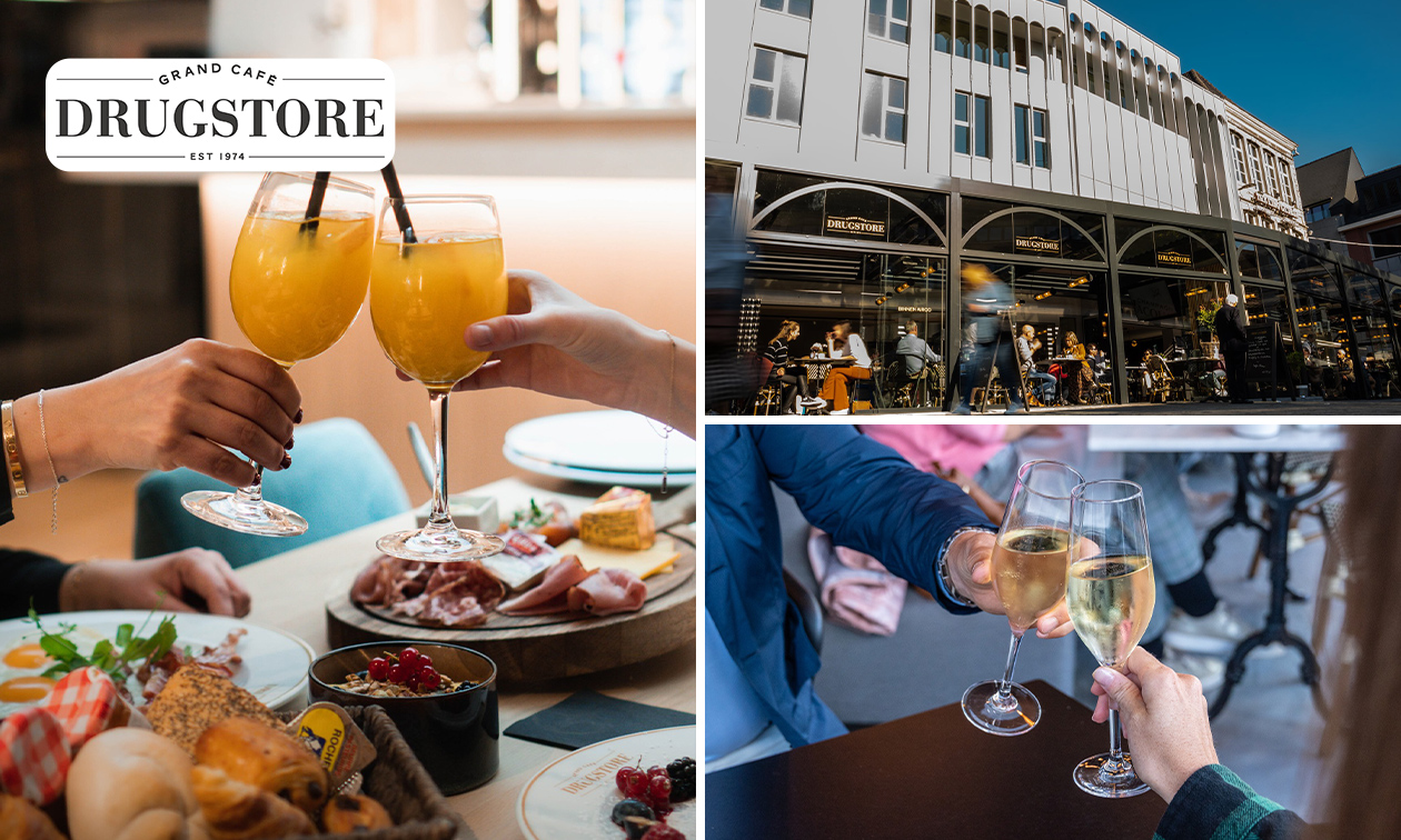 Luxe ontbijt + glas cava bij Drugstore in hartje Hasselt