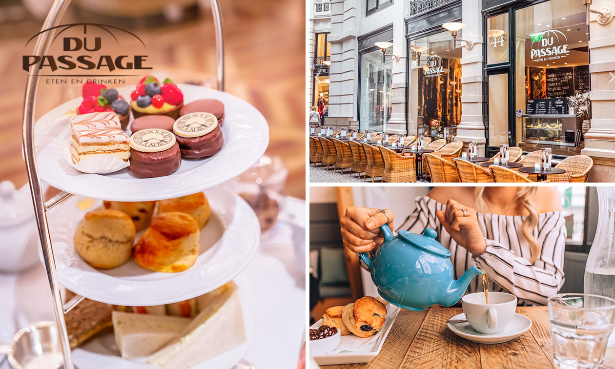 High tea (2 uur) + evt. glas bubbels bij Du Passage in hartje Den Haag