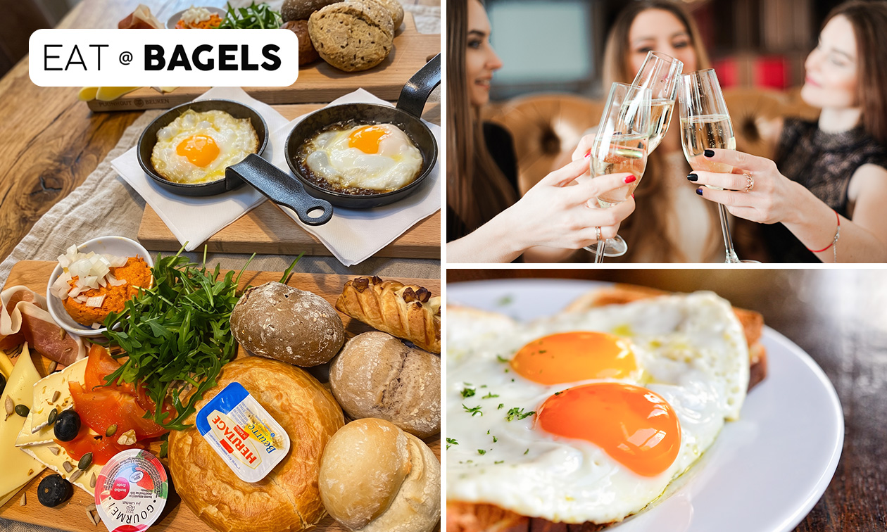 Luxe ontbijt + glas cava of fruitsap bij Eat @ Bagels