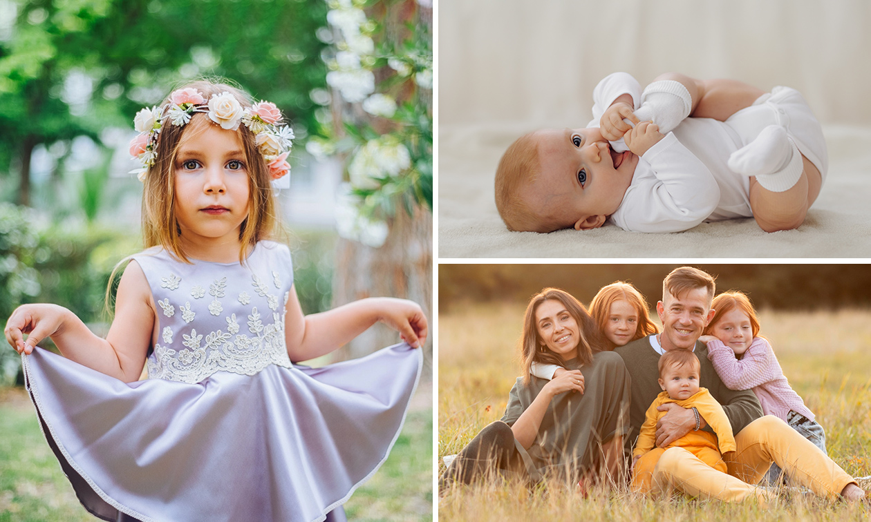 Fotoshoot studio, strand of park (max. 60 personen) + 2 foto's