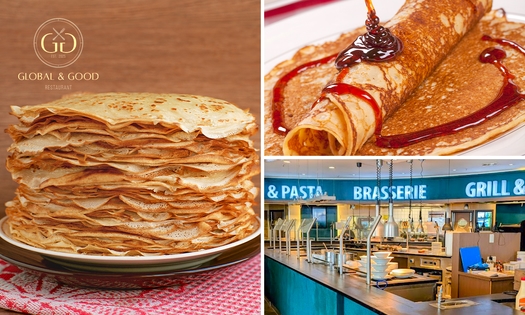 2 crêpes avec nappages au choix + évtl. boule de glace au Global & Good Restaurant