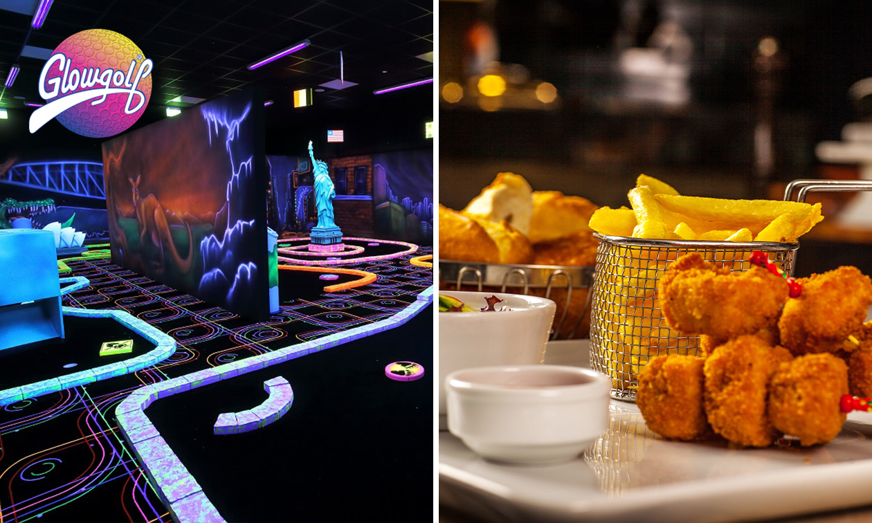 18 holes glowgolf + borrelhapjes bij GlowGolf Maastricht