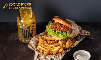 Burger-Menü inkl. Pommes + Dip + Softgetränk nach Wahl in Krefeld-Bockum