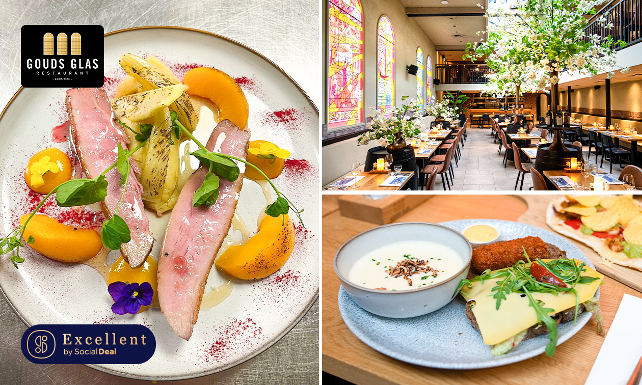 Wandelarrangement incl. 2-gangenlunch- en diner + borrelhapjes bij Gouds Glas in Gouda