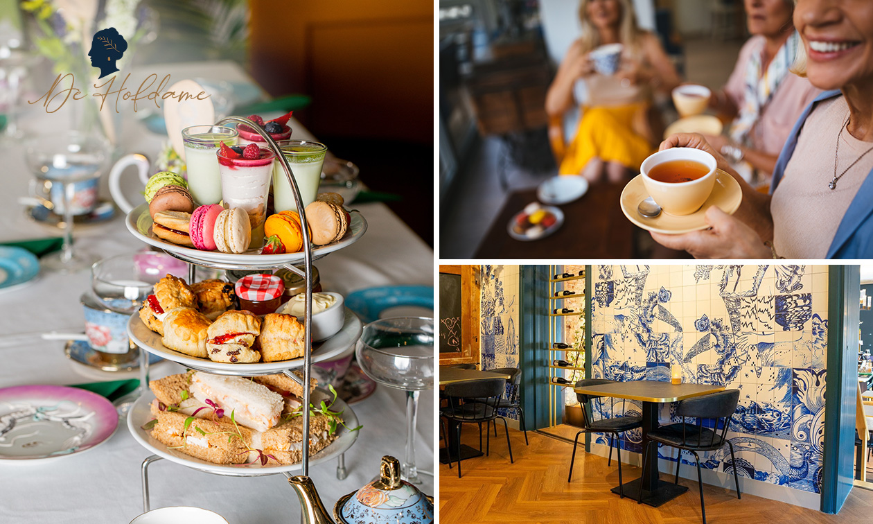 Luxe high tea + glas bubbels bij Grand Café De Hofdame