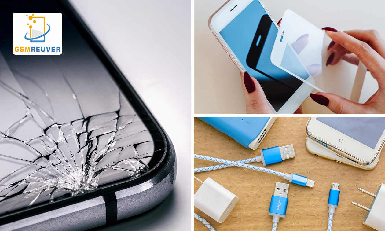 Laadkabel, screenprotector, batterij vervangen of schermreparatie