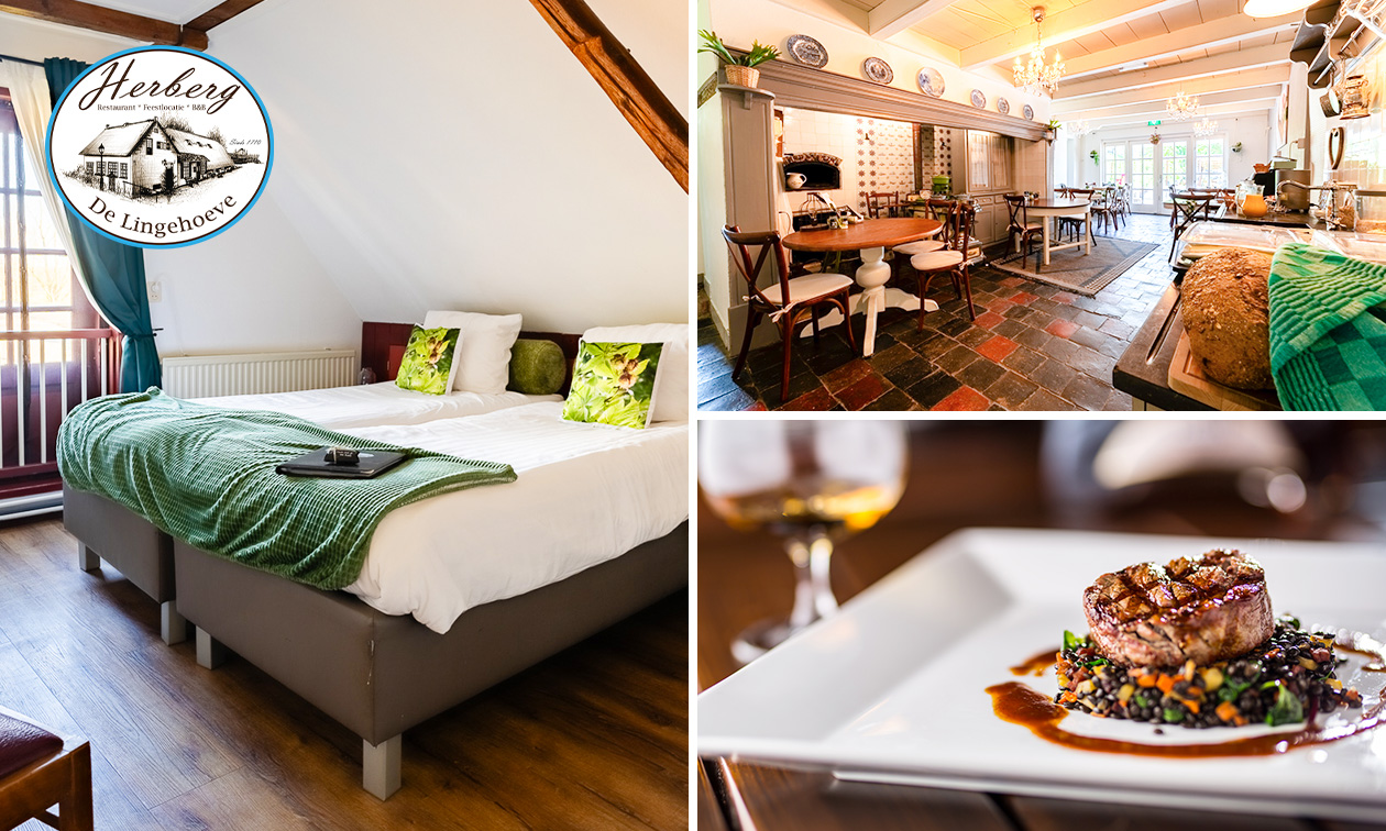 1 of 2 overnachting(en) voor 2 + ontbijt + 3-gangendiner nabij Leerdam