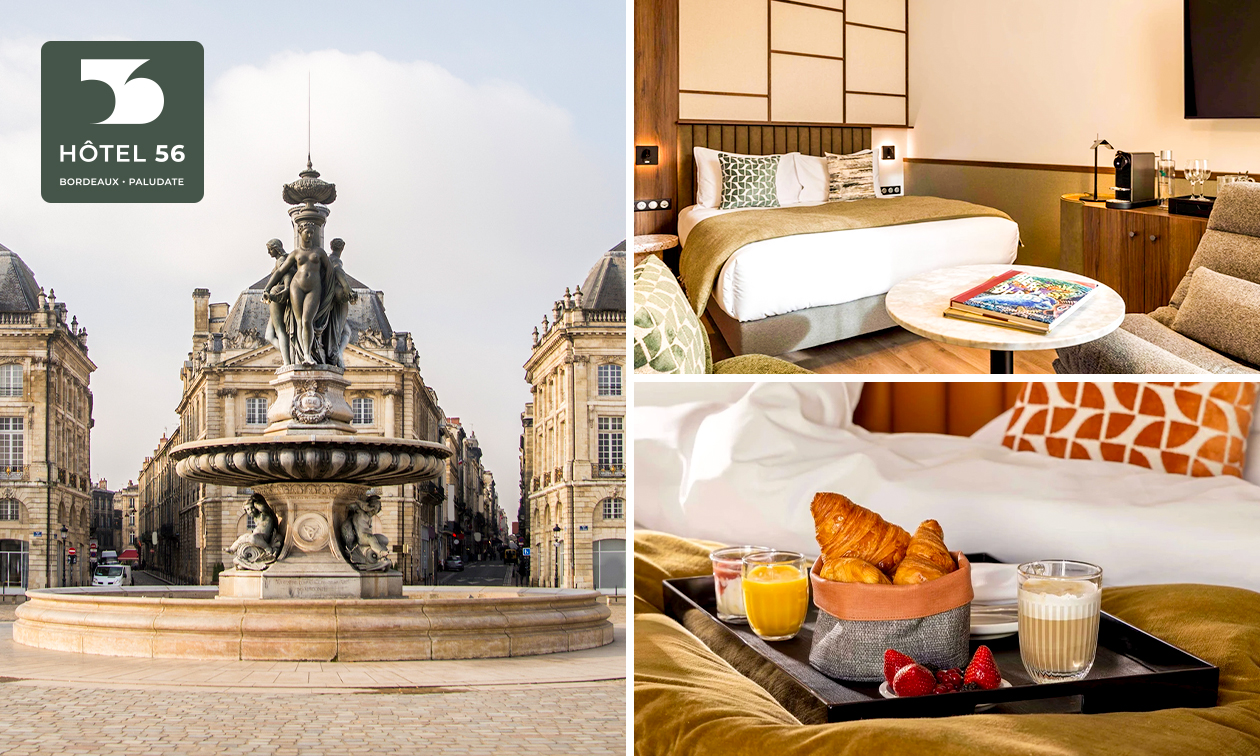 Overnachting voor 2 + ontbijt + welkomstdrankje in Bordeaux