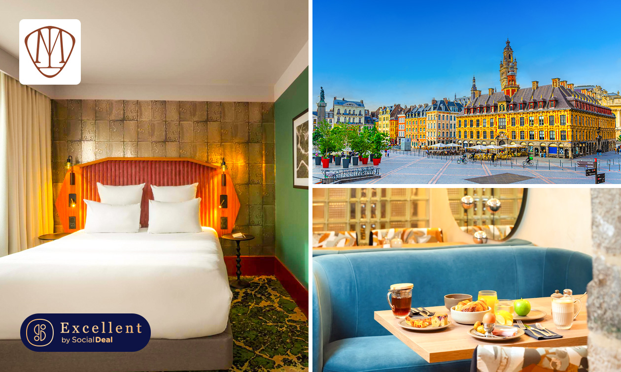 Overnachting voor 2 in een superior kamer + ontbijt midden in het centrum van Lille