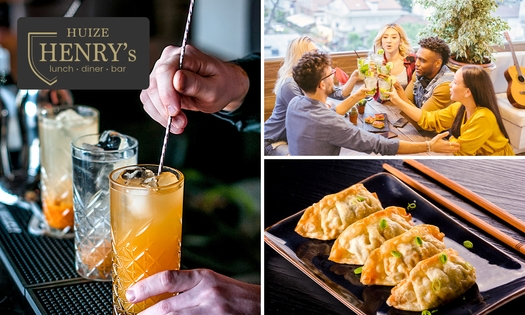 2 cocktails + gerecht naar keuze bij Huize Henry's