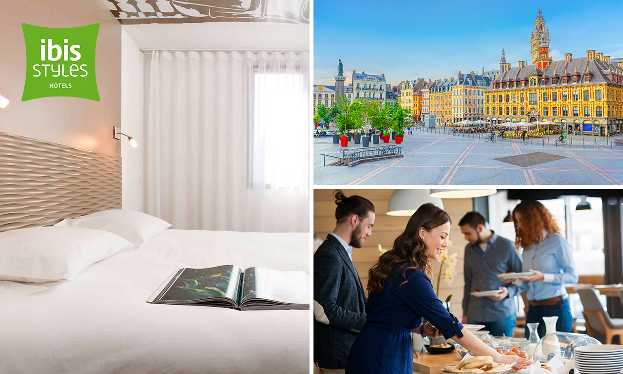 Overnachting voor 2 + ontbijt + late check-out bij ibis Styles Lille Aéroport