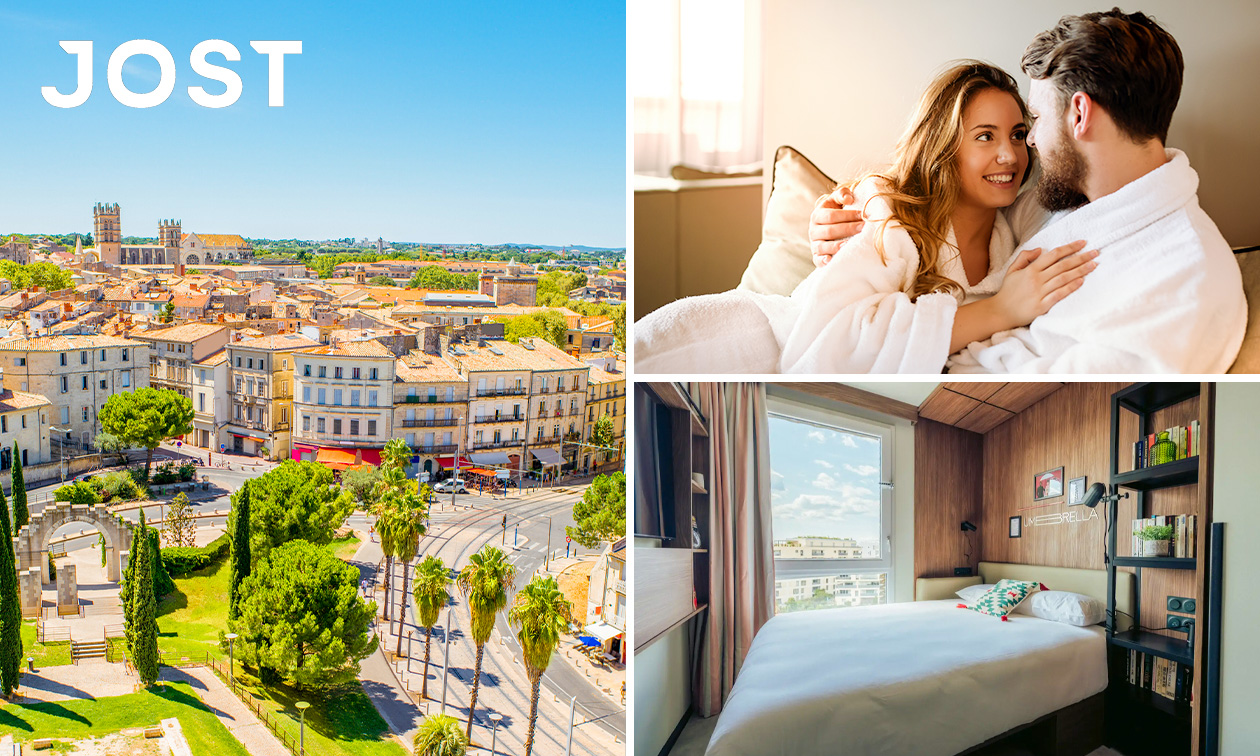 Overnachting voor 2 + ontbijt + welkomstdrankje + late check-out in het hart van Montpellier