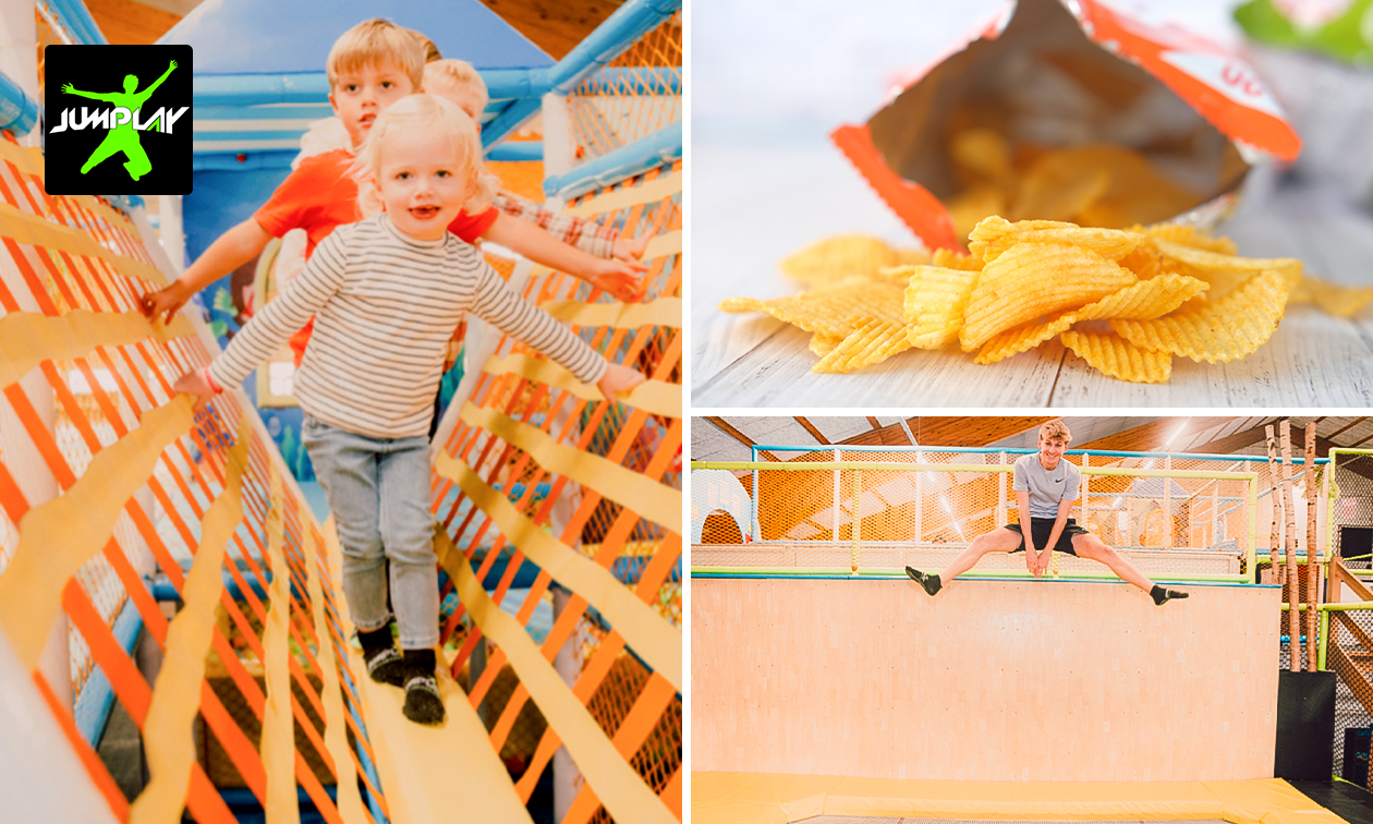 Trampolinespringen (2 uur) of 10-beurtenkaart (à 1,5 uur) + chips