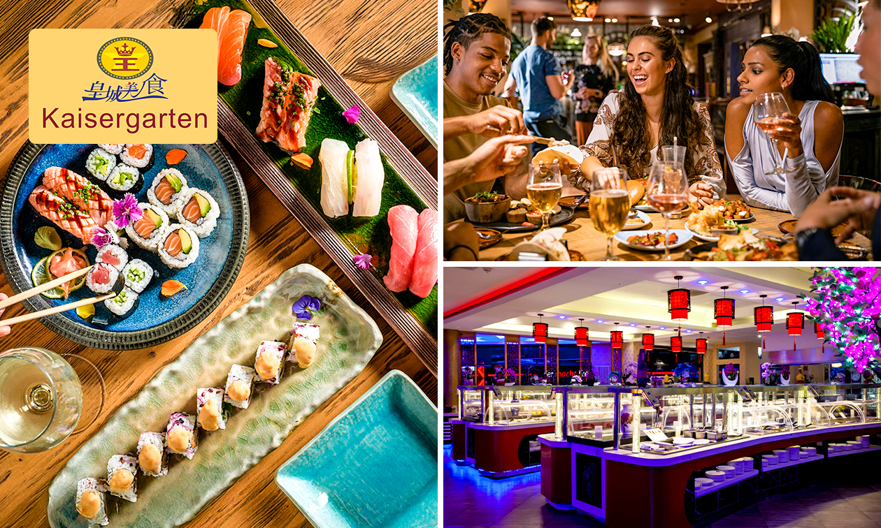 All-You-Can-Eat & Drink (3 Stunden) + 1 Cocktail zum Mittag oder Abend im Kaisergarten