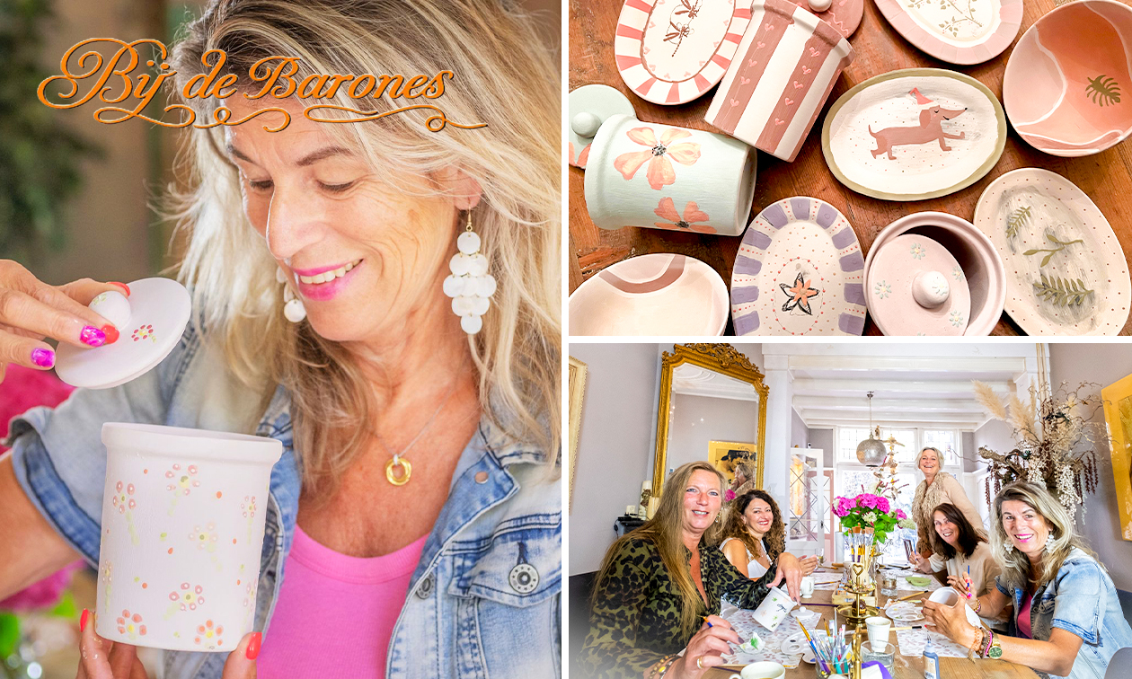 Workshop keramiek schilderen + gebak + koffie/thee of 3 glazen wijn + borrelplank (2,5 uur)