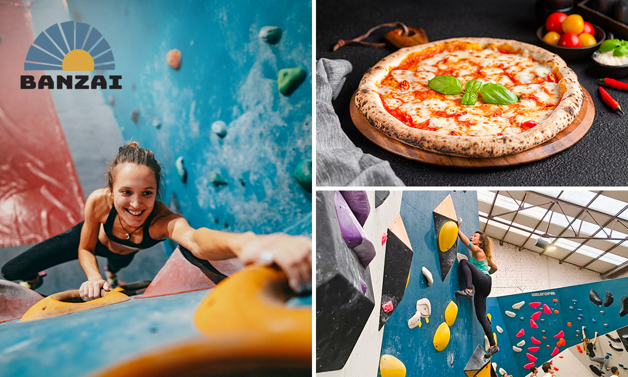 Entree klimzaal + pizza margherita + huurschoenen