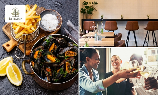 Mosselen van Goudmerk (1 kg) naar keuze + frietjes, saus en aperitief van het huis bij La Saveur