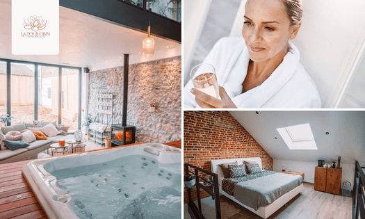 1 nuit pour 2 + spa privatif + petit-déjeuner + bouteille de cava à La Tour Obin